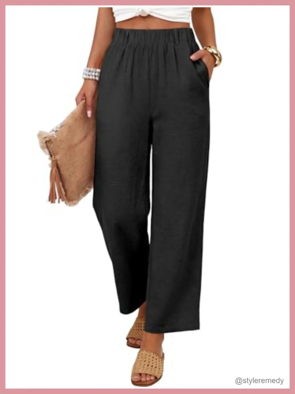 Women's Wide Leg Palazzo Pants, Lightweight Casual Pull-On with Pockets